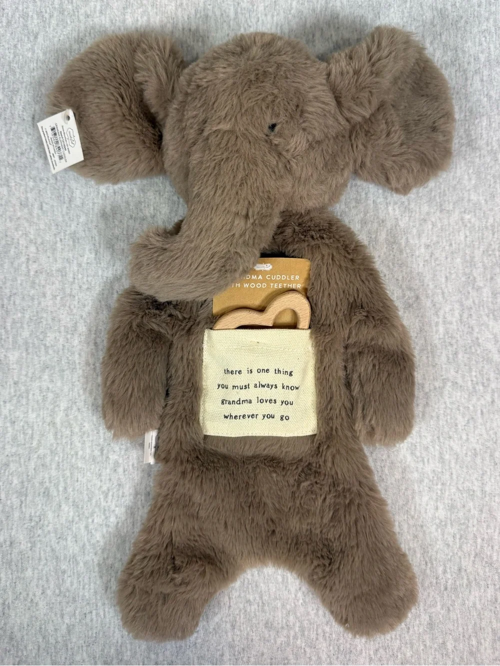 Mud Pie Grandma Cuddler Plush Elephant Teether New With Tags